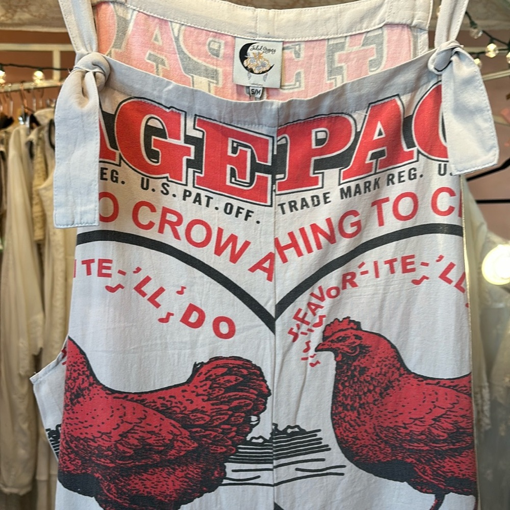 Jaded Gypsy NWT Market Fresh Overalls - Chicken feed Sack cotton feedsack boho - Picture 8 of 8
